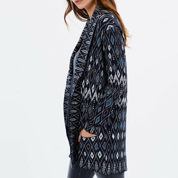 TIGERLILY Unma Navy Blue Longline Cardigan RRP$299 - Picture 5 of 16